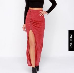 Red long skirt with sexy slit